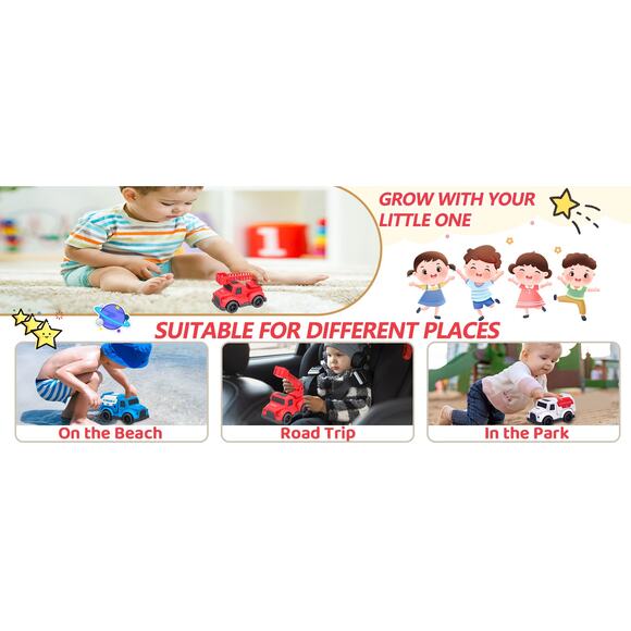 3 Pack Toddler Rescue Trucks Set Police Fire Ambulance Pvc- BPA- Phthalates Free - Picture 8 of 10